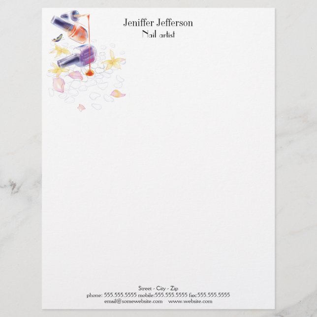 Elegant nail artist letterhead (Front)