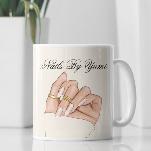 Elegant Nail Artist Manicurist Salon Typography  Coffee Mug (Creator Uploaded)