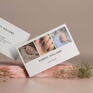 Elegant Nail Artist Photo Collage Business Card