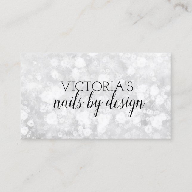 Elegant Nail Tech Marble Glitter Business Card (Front)