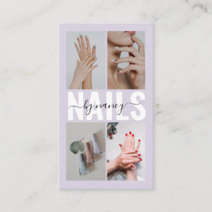 Elegant Nail Technician Photo Collage Qr Code Business Card