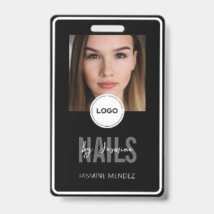 Elegant NAILS Tech Black White Photo Lanyard  Badge