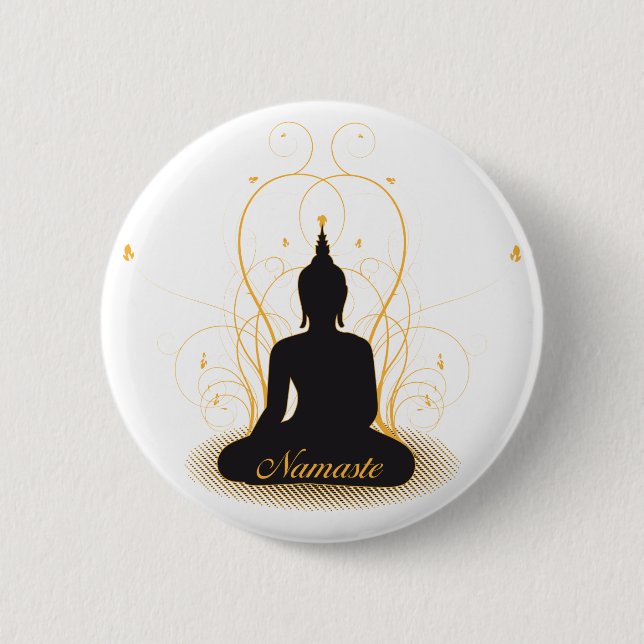 Elegant Namaste Buddha 2 Inch Round Button (Front)