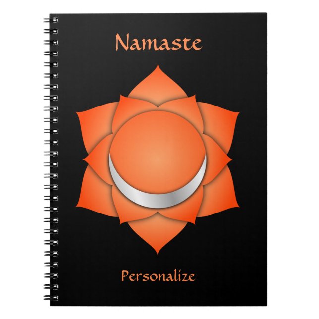 Elegant Namaste Orange Sacral Chakra Personalize Notebook (Front)
