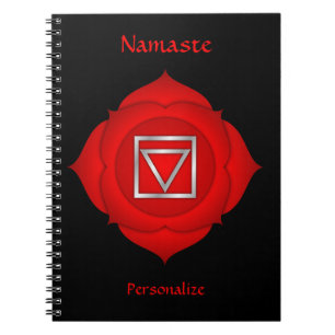 Elegant Namaste Red Root Chakra Personalize Notebook