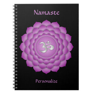 Elegant Namaste Violet Crown Chakra Personalize Notebook