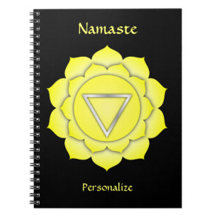 Elegant Namaste Yellow Solar Chakra Personalize Notebook