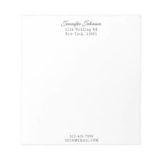 Elegant Name & Address Black Modern Script Notepad