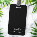 Elegant name and contact information black luggage tag<br><div class="desc">Elegant,  minimal,  black luggage tag with your custom name and contact information.</div>