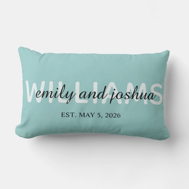 Elegant Name and Established Date Wedding Throw  Lumbar Pillow (Front)