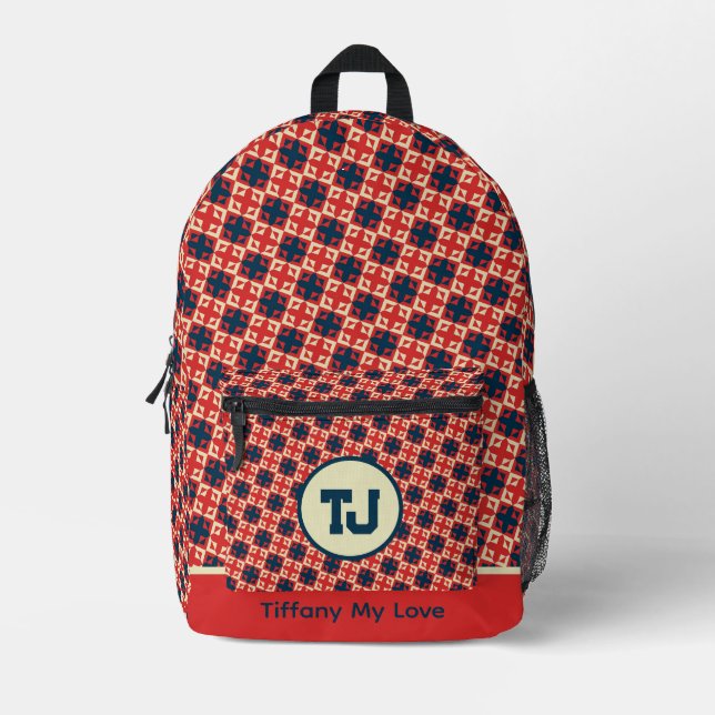 Elegant Name Back To School Patterned Backpack (Front)