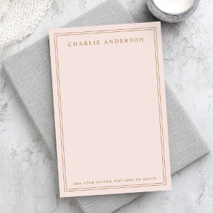 Elegant name double border light blush pink post-it notes