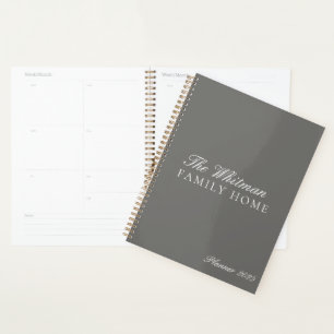 Elegant Name Family Home Grey 2025 Planner