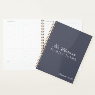Elegant Name Family Home Slate Grey Planner