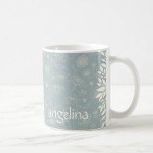 Elegant Name Floral Mug in Sage Green
