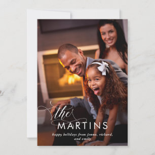 Elegant Name   Holiday Card with Photo