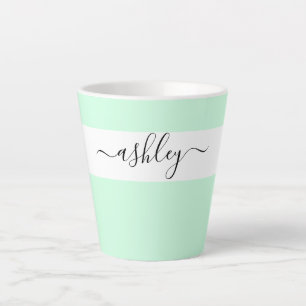 Elegant Name in Script Typography Mint Green Latte Mug