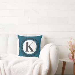 Elegant Name Initial Blue Monogram   Throw Pillow