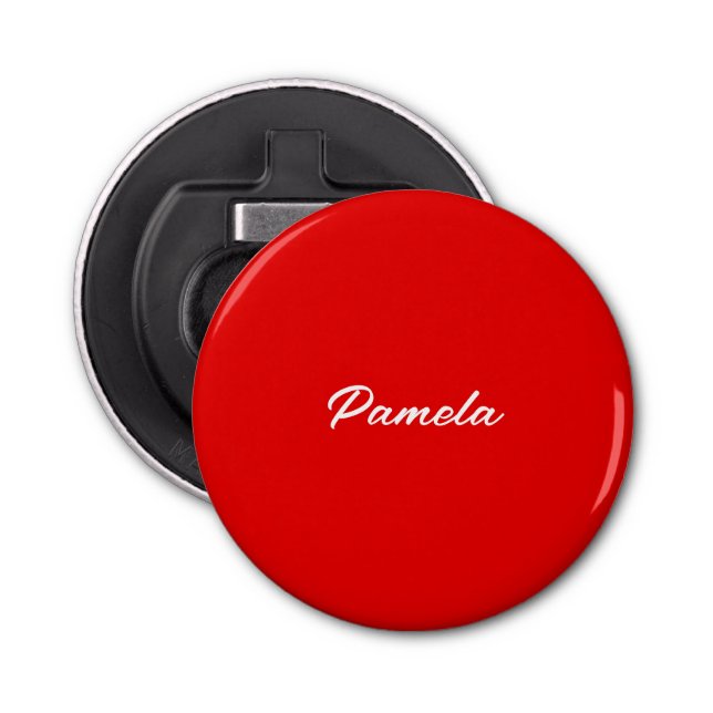Elegant Name Minimalist Classical Warm Red Bottle Opener (Front)