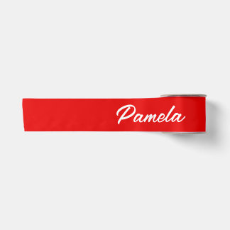 Elegant Name Minimalist Classical Warm Red Satin Ribbon