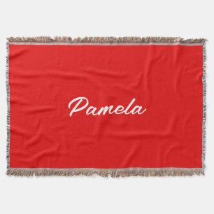 Elegant Name Minimalist Classical Warm Red Throw Blanket