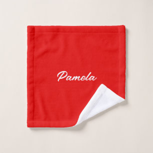 Elegant Name Minimalist Classical Warm Red Wash Cloth