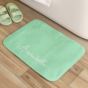 Elegant Name Mint Green  Bath Mat