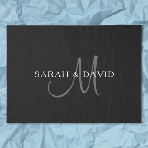 Elegant Name Monogram Black & Grey Tissue Paper