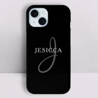 Elegant Name Monogram | Black White & Grey