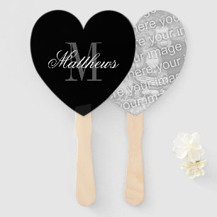 Elegant name monogram custom wedding photo hand fan