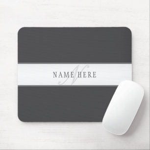 Elegant Name & Monogram Dark & Light Grey Mouse Pad