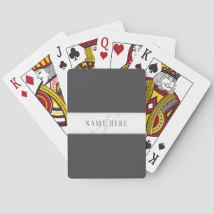 Elegant Name & Monogram   Dark & Light Grey  Playing Cards