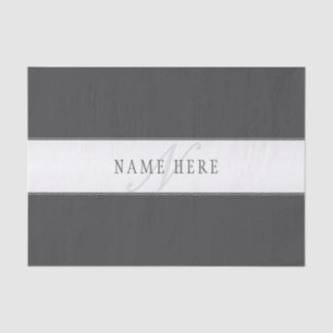 Elegant Name & Monogram Dark & Light Grey Tissue Paper