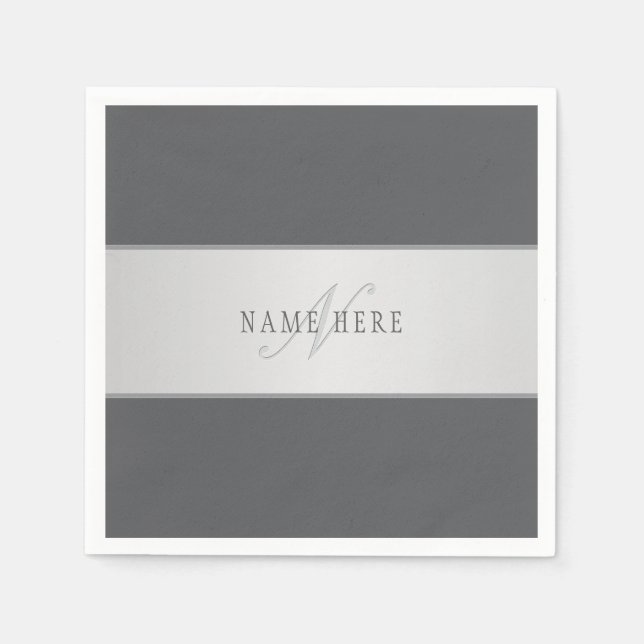 Elegant Name & Monogram Lettering (or other text) Napkin (Front)