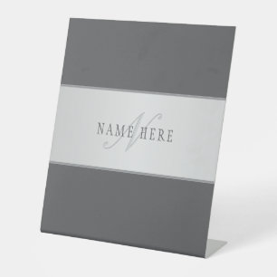 Elegant Name & Monogram Lettering (or other text) Pedestal Sign