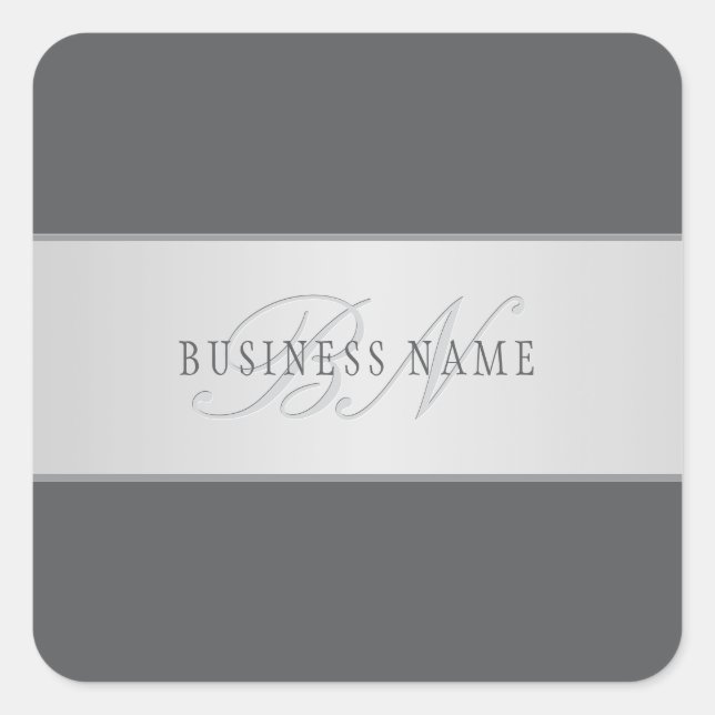 Elegant Name & Monogram Lettering (or other text) Square Sticker (Front)