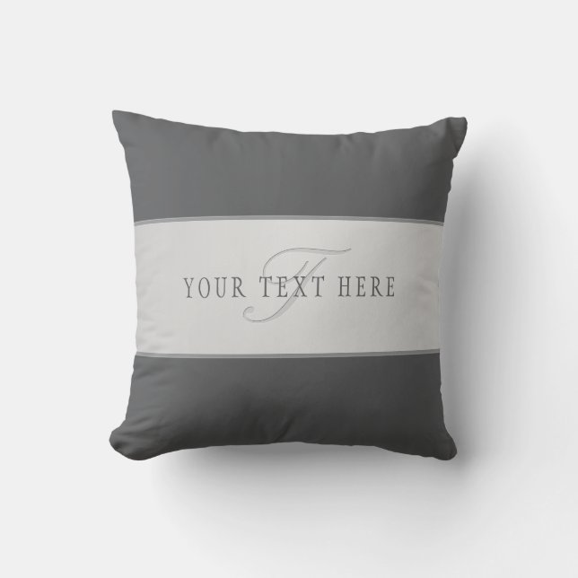 Elegant Name & Monogram Lettering (or other text) Throw Pillow (Front)
