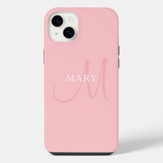 Elegant Name Monogram | Light Pink iPhone Case (Back)