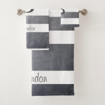 Elegant name monogram striped Grey