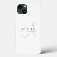 Elegant Name Monogram | White & Grey