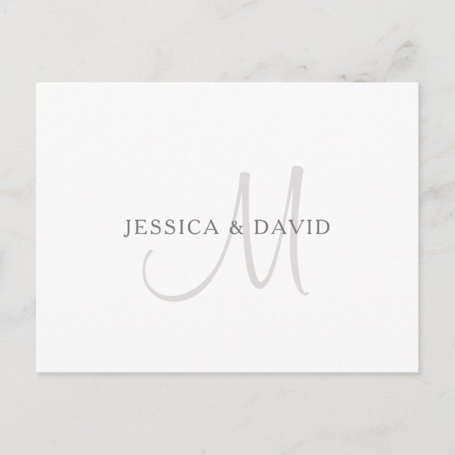 Elegant Name Monogram | White & Grey Postcard (Front)