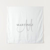 Elegant Name Monogram & White & Grey