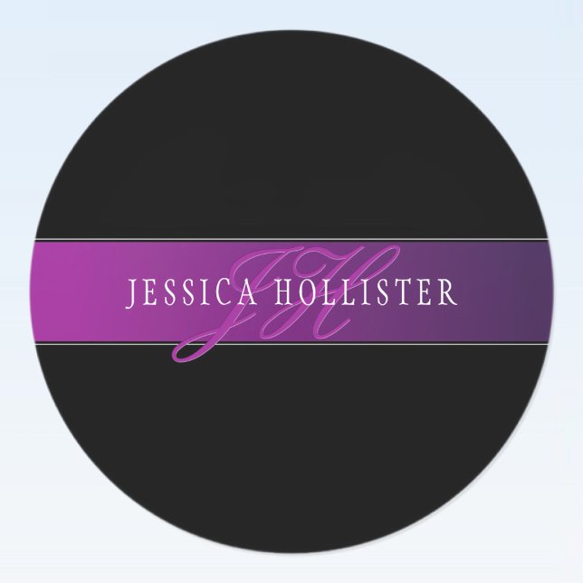 Elegant Name & Monogrammed Initial/s Classic Round Sticker (Creator Uploaded)