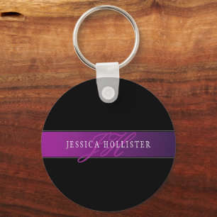 Elegant Name & Monogrammed Initial/s Keychain