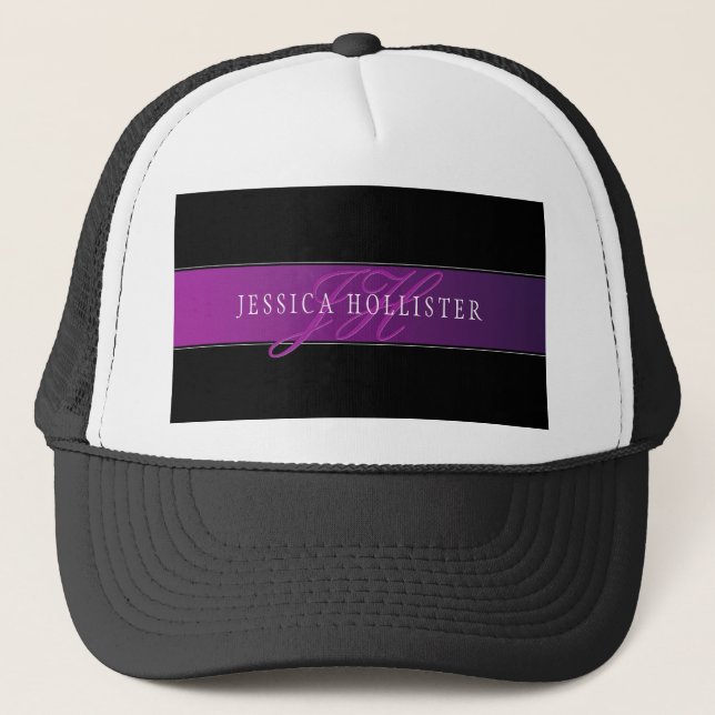 Elegant Name & Monogrammed Initial/s Trucker Hat (Front)