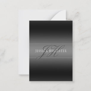 Elegant Name & Monogrammed Initials Black & Grey Card