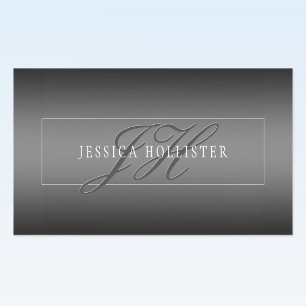 Elegant Name & Monogrammed Initials   Black & Grey Sticker