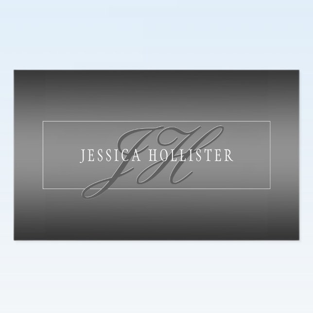 Elegant Name & Monogrammed Initials | Black & Grey Sticker (Creator Uploaded)