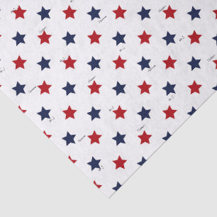 Elegant Name Patriotic Tissue Paper Red Blue Stars