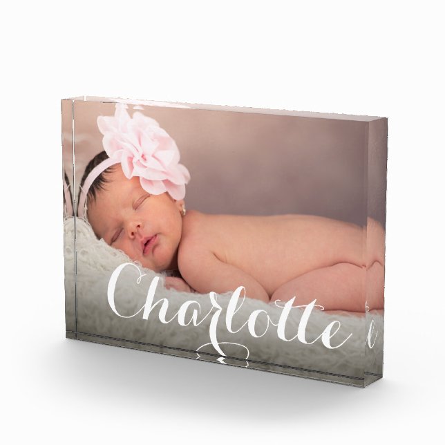 Elegant Name Script Overlay Custom Baby Photo  (Right)